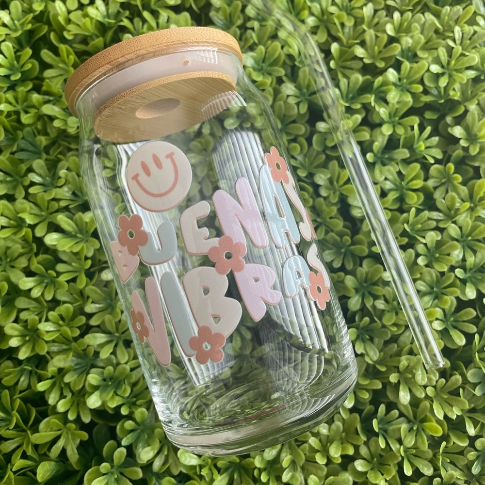 Buenas Vibras glass can